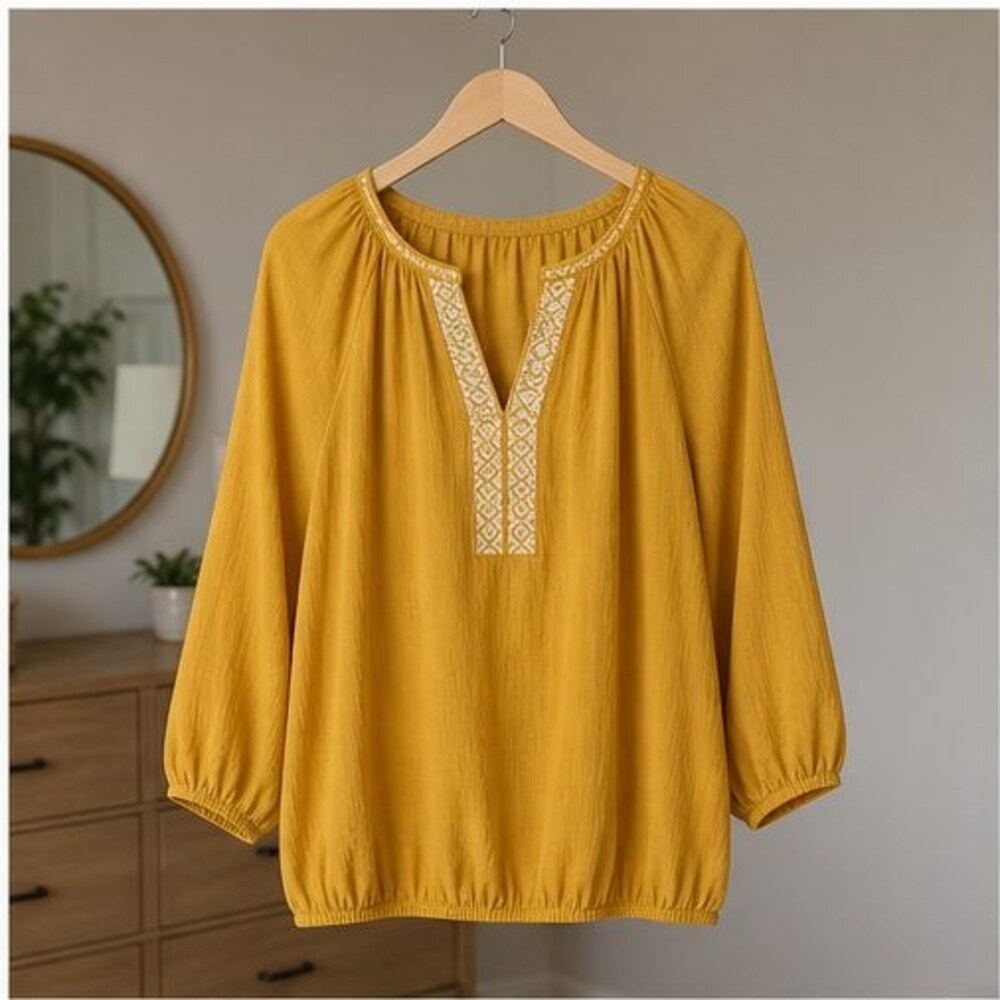 Taupe Tie Neck Blouse